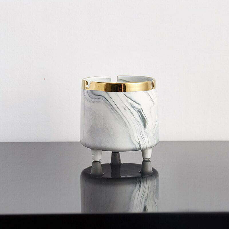 Casa Padrino cendrier design laiton antique / blanc Ø 20 cm - Cendrier Rond  en Aluminium - Décoration du Salon